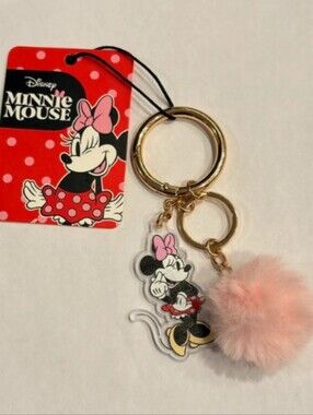Minnie Mouse Pink Pom Keychain